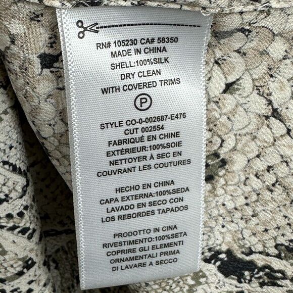 Equipment Femme 100% Silk Snakeskin Print Shift Mini Dress Size S Boho Western - Picture 9 of 12